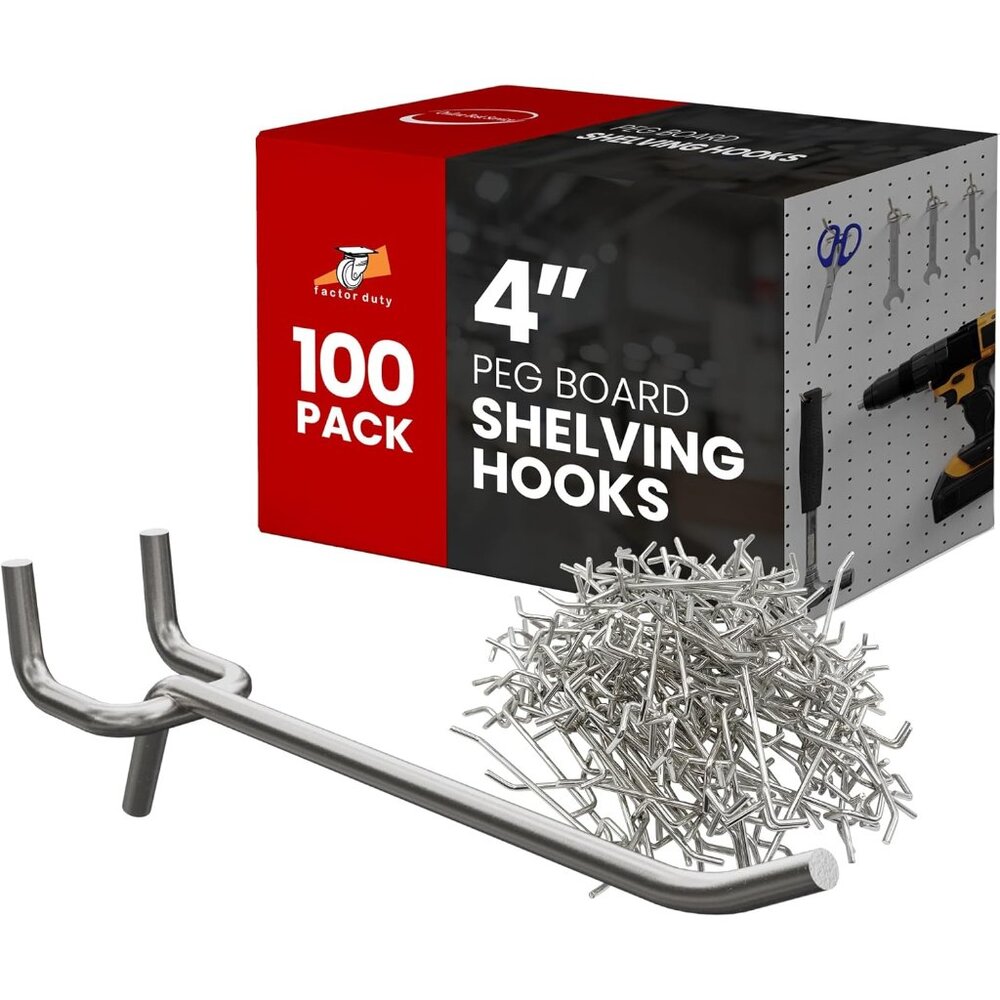 100 Pack PEG Board Pegboard Shelving Hooks 4" Length Wholesale Lot